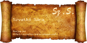Szvatkó Sára névjegykártya