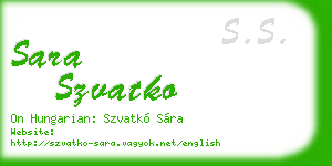 sara szvatko business card